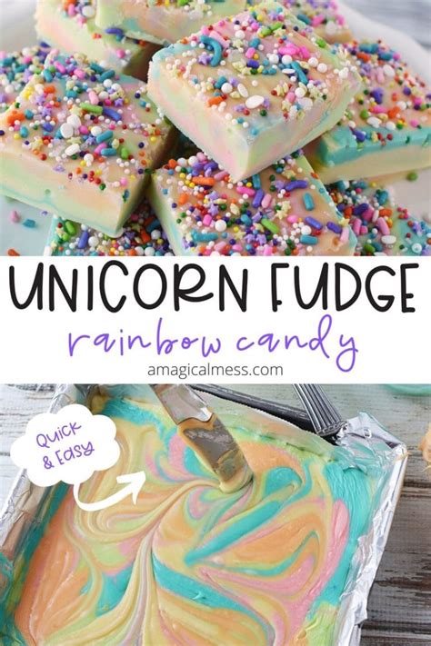Quick And Easy Rainbow Unicorn Fudge Recipe A Magical Mess