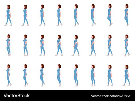 Female Doctor Walk Cycle Animation Sprite Sheet Vector Image