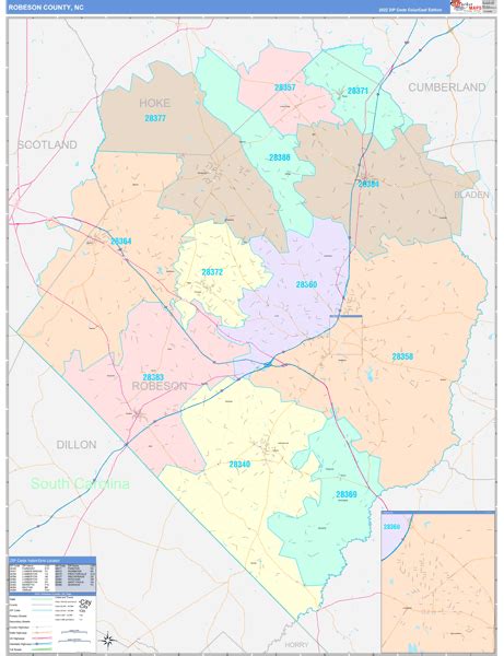 Robeson County Nc Zip Code Maps Color Cast