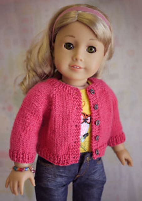 Ravelry Classic Knitted Cardigan For American Girl Dolls Pattern By