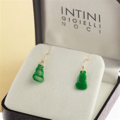 Intini Jewels Carved Jade 18 Karat Yellow Gold Crafted Dangle Drop Earrings For Sale At 1stdibs
