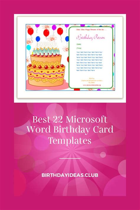 Best 22 Microsoft Word Birthday Card Templates Birthday Card Template