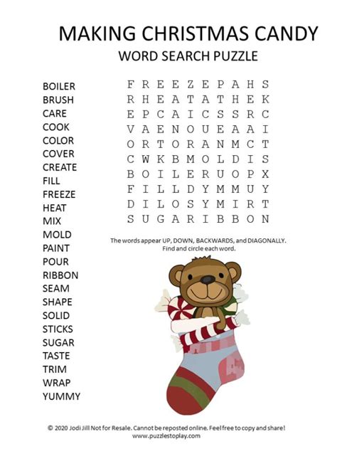 Making Christmas Candy Word Search Puzzle Puzzles To Play