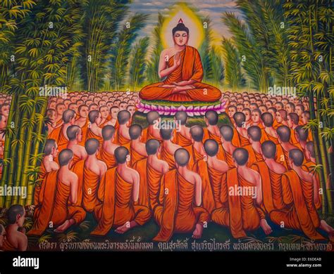 Painting Of Buddha Preaching To Monks At Wat Tha Jam Pii Chiang Mai