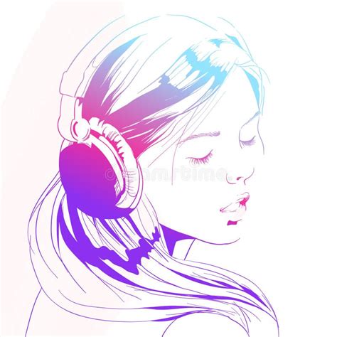 Girl Listen The Song Stock Vector Illustration Of Beautiful 119126877