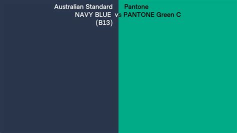Australian Standard Navy Blue B13 Vs Pantone Green C Side By Side