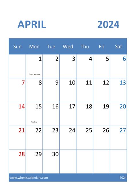 Editable April 2024 Calendar Monthly Calendar