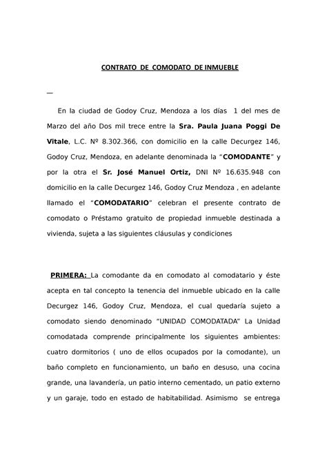 Introducir 76 Imagen Modelo Contrato De Comodato Argentina Abzlocal Mx