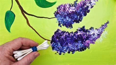 Lilacs Cotton Swabs Painting Technique For Beginners Easy Acrylic