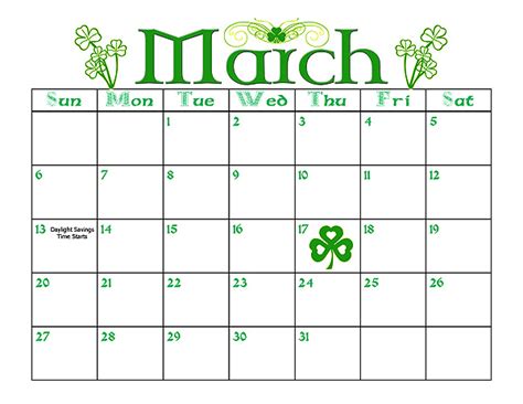 March Calendar Blooming Homestead