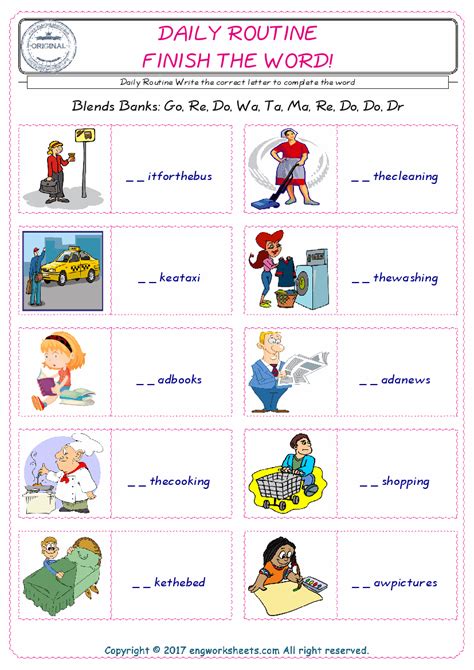 Daily Routine Printable English Esl Vocabulary Worksheets 1 Riset