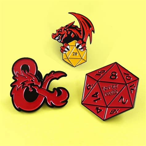 Dungeons And Dragons Brooches 20 Sided Dice Dungeons And Dragons Enamel Pin Lapel Pins Badges Game