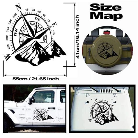 Fochutech Car Decals Compass With Mountain Jeep Stickers Waterproof