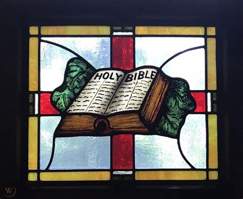 Antique Bible Stained Glass Window Church Architectural Salvage