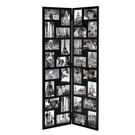 Black Wood Hinged Folding Screen Style Collage Picture Photo Frame 32 Openings Collage Picture
