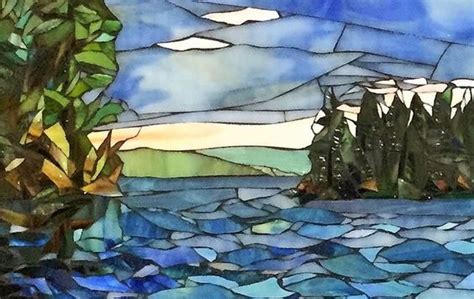 Sunset Lake Detail Mosaic By Debra D Souza Mosaic Art Stained Glass Art Glass Mosaic Art