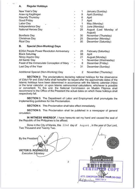 List Of Philippine Regular Holidays And Special Non Working Holidays 2023