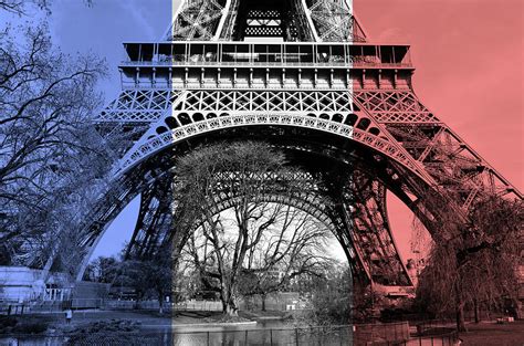 French Flag Themed Eiffel Tower Base And First Floor Perspective Paris