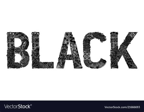 Word Black In Black Color Decorative Royalty Free Vector