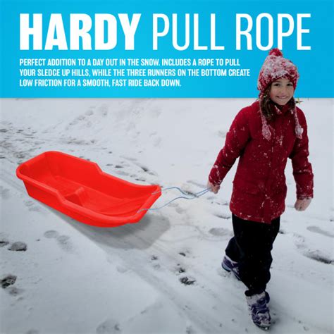 Kids Heavy Duty Snow Sledge Toboggan Sleigh Sled Rope Plastic Adults