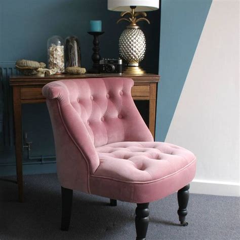 Dusky Pink Velvet Button Back Bedroom Chair By Ella James