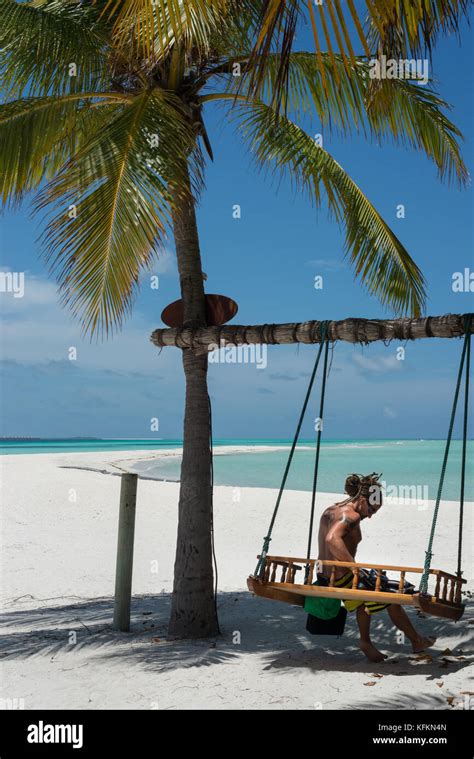 Beach Swing Maldives Stock Photo Alamy