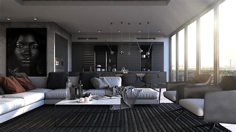 Grey Residence Modern Home Design Masculine Dark Colors Iqosa