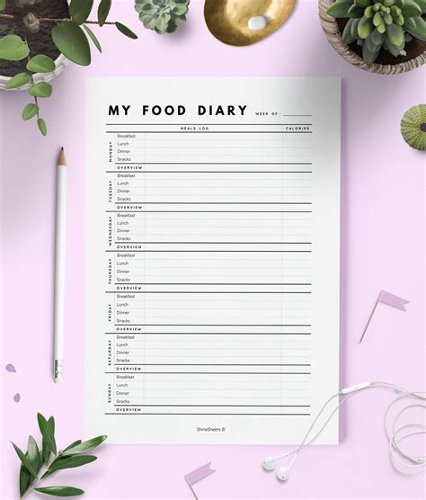 Food Diary Food Tracker Diet Diary Food Journal Food Etsy