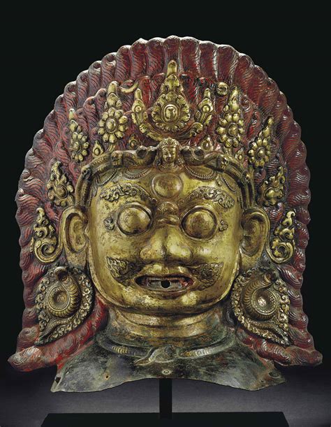Global Nepali Museum A Gilt Copper Repousse Mask Of Bhairava Global