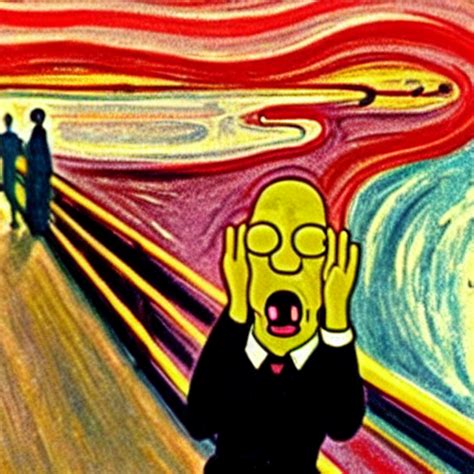 Prompthunt The Scream With With Homer Simpson By Artist Edvard Munch