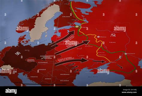 Mapa Vintage De La Segunda Guerra Mundial De La Invasión Alemana De La