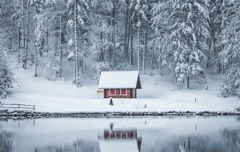 Обои Ice House Winter Lake Snow картинки на рабочий стол раздел