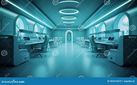 Minimalistic Futuristic Office Design With Simple Concept Created With