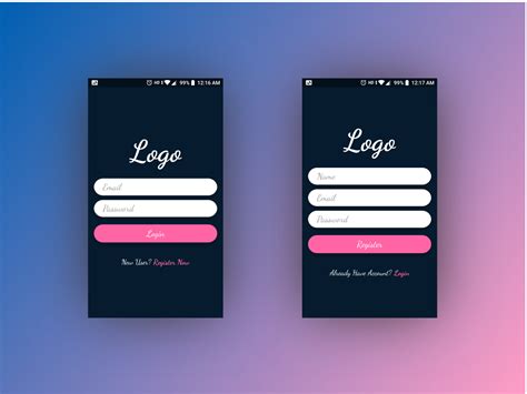 Simple Dark Login And Register Page Uplabs
