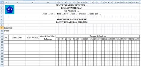 118 downloads 1449 views 109kb size. Contoh Absensi Kehadiran Guru Format Excel - Dokumen ...