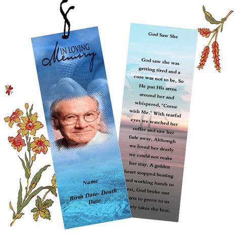 Free Printable Memorial Bookmark Templates Master Template