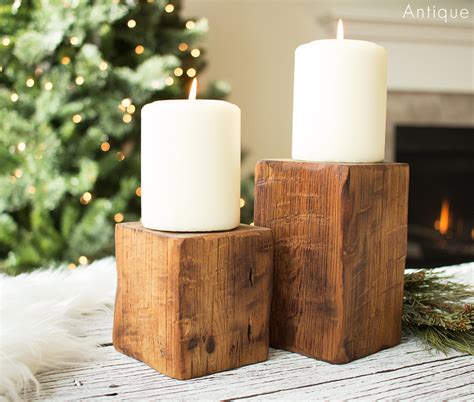 Block Candle Risers Wood Pillar Candle Stand By Smokestack Studios