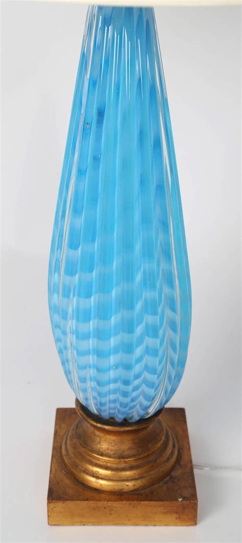Blue 1950s Murano Glass Table Lamp For Sale At 1stdibs