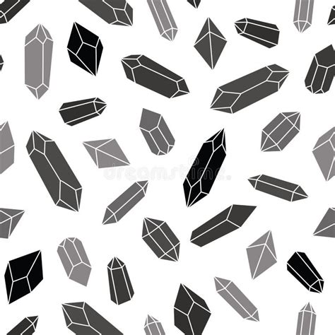 Black And White Crystals Gem Stone Pattern Vector Repeat Stock Vector