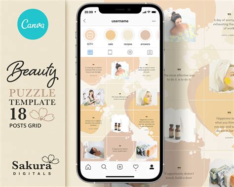 Beauty Instagram Puzzle Feed Template For Canva On Behance