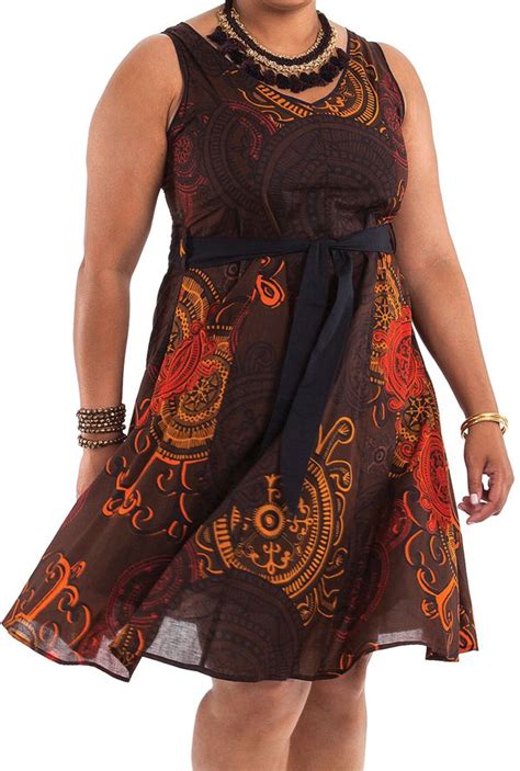 Robe Dété Grande Taille Ethnique Et Idéale Cérémonie Suzette Marron