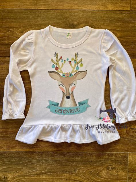 Personalized Reindeer Shirt Reindeer Shirt Christmas Etsy