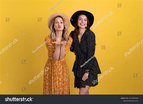 Two Young Beautiful Women Friends Together Stock Photo 2157992483