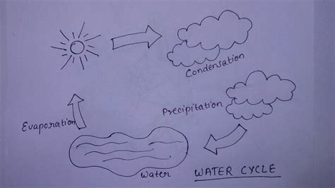 School Project Drawing How To Draw Water Cycle Very Easy Step By