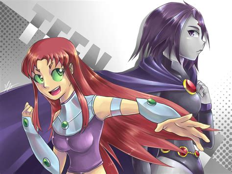 Starfire And Raven By R Nowong On Deviantart