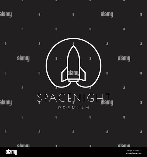 Line Circle With Rocket Airplane Space Logo Design Vector Graphic