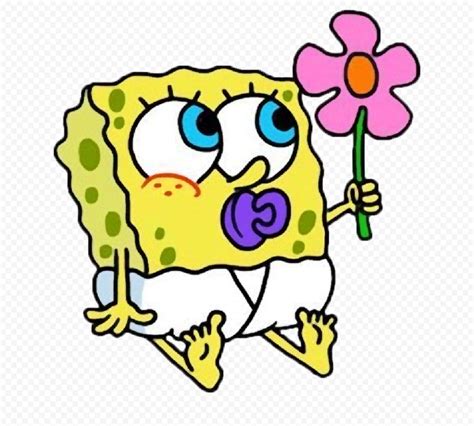 Hd Spongebob Baby Cute Holding A Flower Character Transparent Png Citypng