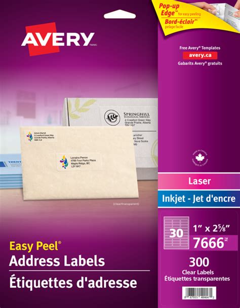 Avery® 7666 Clear Address Labels 1 X 2 58 Rectangle Glossy Clear