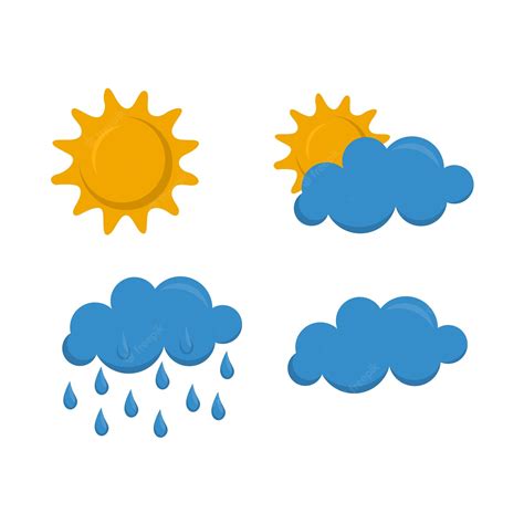 Premium Vector A Set Of Weather Icons With Different Weather Conditions
