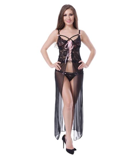 Buy Loverlobby Black Polyester Nighty And Night Gowns Online At Best Prices In India Snapdeal
